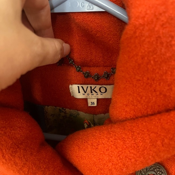 IVKO Wool Orange Coat with Floral Embroidery - Picture 6 of 8